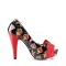 Pinup Couture  Bettie-13 - Black Patent-Red Satin (Sacred Hearts)