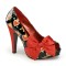Pinup Couture  Bettie-13 - Black Patent-Red Satin (Sacred Hearts)