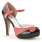 Bettie-17 - Coral Black Faux Leather  