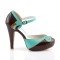 Bettie-17 - Teal Brown Faux Leather  