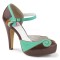 Bettie-17 - Teal Brown Faux Leather  