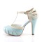 Bettie-25 - Blue Cream Faux Leather  