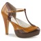 Bettie-29 - Dark Brown Maple Faux Leather  