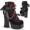 Charade-110 - Black Le Red Velvet Fishnet Overlay  