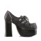 Demonia Charade-12 - Black Satin-PinStripes