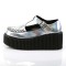 CREEPER-214 - Silver Hologram Black Vegan Leather