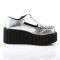 CREEPER-214 - Silver Hologram Black Vegan Leather