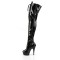 Delight-3023 - Black Stretch Patent/Black Lace Up