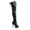 Delight-3023 - Black Stretch Patent/Black Lace Up