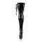 Delight-3050 - Black Stretch Patent on Black Lace Up