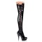 Delight-3050 - Black Stretch Patent on Black Lace Up