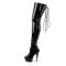 Delight-3063 - Black Stretch Patent/Black Lace Up
