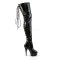 Delight-3063 - Black Stretch Patent/Black Lace Up