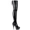 Delight-3063 - Black Stretch Patent/Black Lace Up