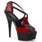 Delight-652-1 - Black Patent Red Fishnet