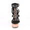 Delight-658 - Black Faux Leather Rose Gold Chrome  