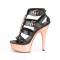 Delight-658 - Black Faux Leather Rose Gold Chrome  