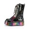 Emily-350 - Black Patent Rainbow Hologram with Hearts  