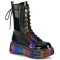 Emily-350 - Black Patent Rainbow Hologram with Hearts  