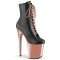 Flamingo-1020 - Black Faux Leather Rose Gold Chrome  