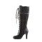 Demonia Glam-240 - Black Pu-Black Lace Overlay