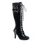 Demonia Glam-240 - Black Pu-Black Lace Overlay