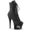 Moon-1020SK - Black Faux Leather with Pewter Skull