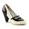 POPPY-18 - Black Cream Faux Leather
