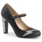 Queen-02 - Black Faux Leather Silver Glitter  
