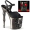 Rapture-809-LT - Black Faux Leather Satin Pewter Chrome