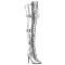 Seduce-3028 - Silver Stretch Metallic Pu Lace Up