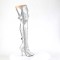 Seduce-3028 - Silver Stretch Metallic Pu Lace Up