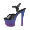 Sky-309BP - Black Faux Leather Blue Purple