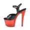 Sky-309T - Black Faux Leather Red  
