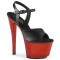 Sky-309T - Black Faux Leather Red  