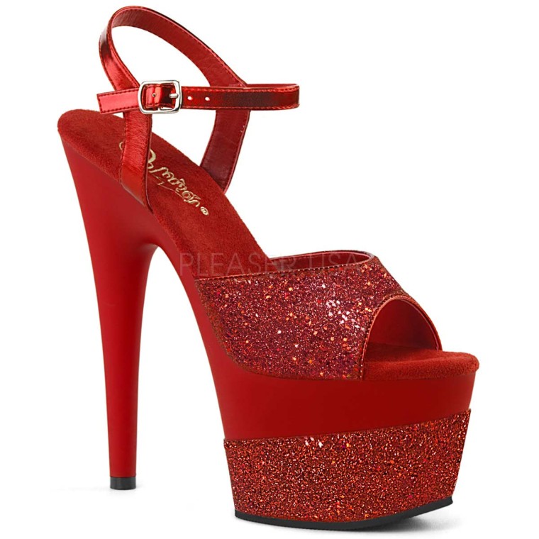 Pleaser Adore 709 2G Red Glitter in Sexy Heels Platforms 43.99