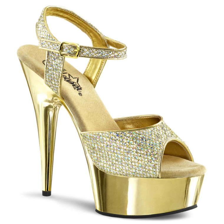 Glitter platform sandals in gold - Giambattista Valli | Mytheresa