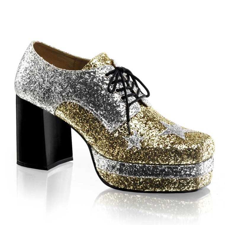 Pleaser Funtasma Glamrock 02 Silver Gold Glitter in Shoes