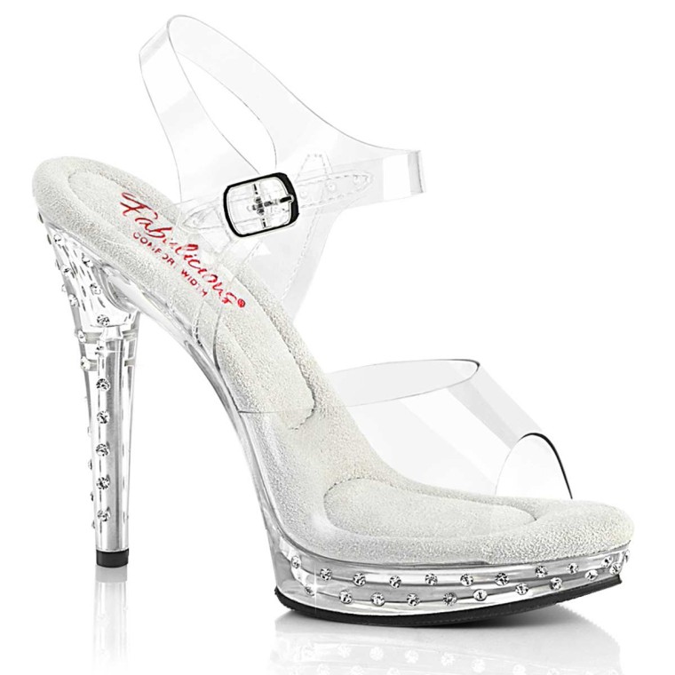 3 Inch Heel Clear Ankle Strap Sandals | BELLE-308 Clear – Shoecup.com