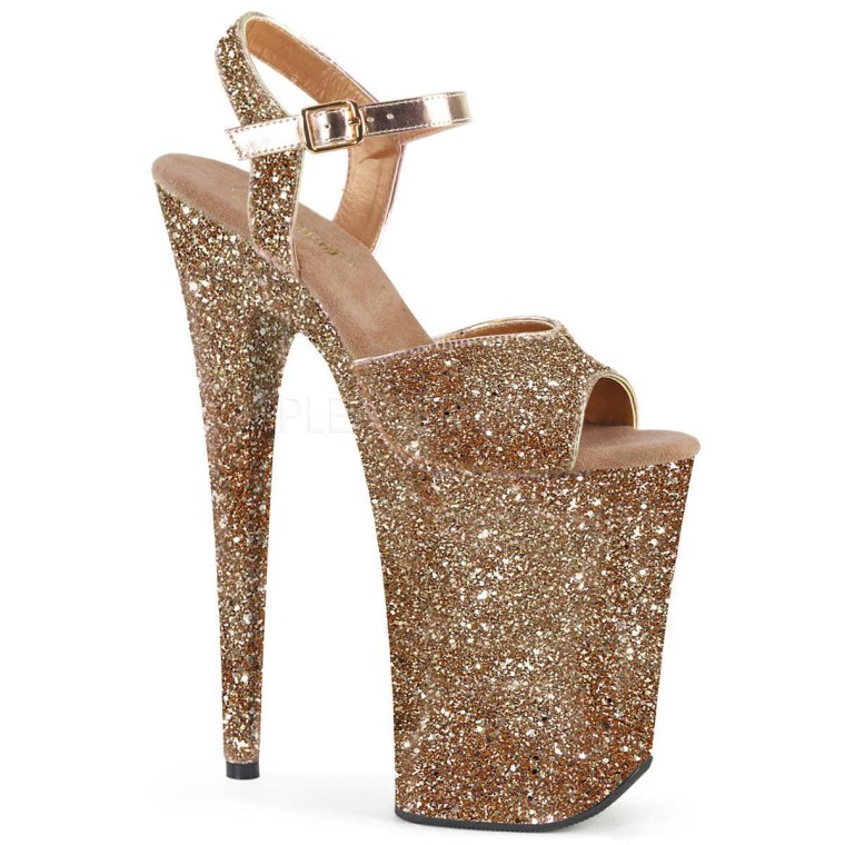 Pleaser Infinity 910LG Rose Gold Glitter in Sexy Heels