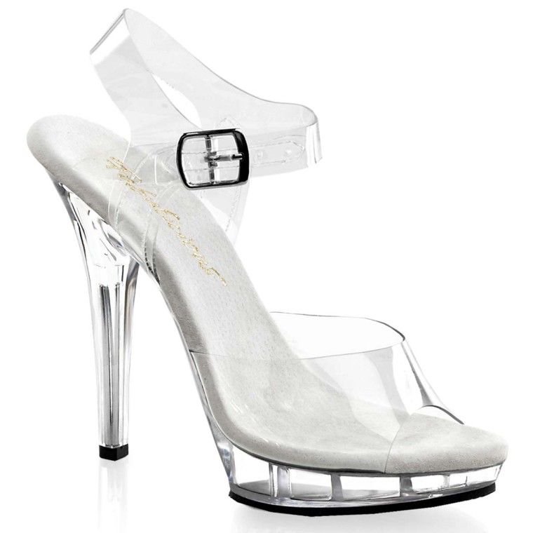 4 Inch Heel Clear Mule with Rhinestones - ElegantStripper