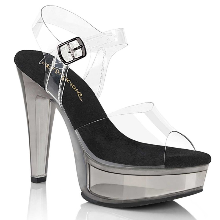 DISCOLITE-708 Exotic Sandal | Clear Vinyl - Clear / 5 / Vinyl | Heels,  Ankle strap sandals, Pleaser shoes