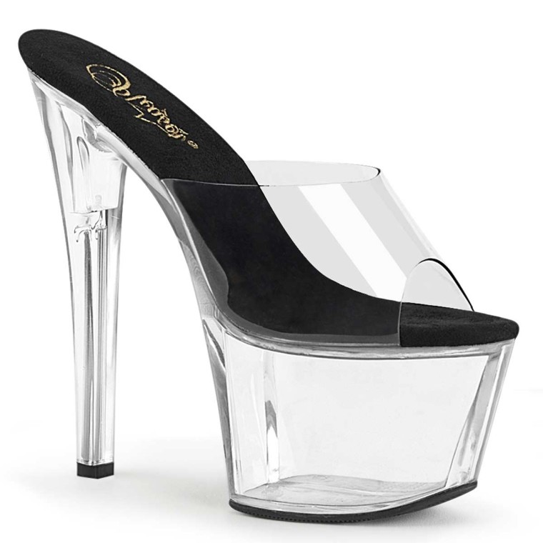 Velvet Tie Leg Clear Strap Heeled Sandal For Women - Almond - J&J-39