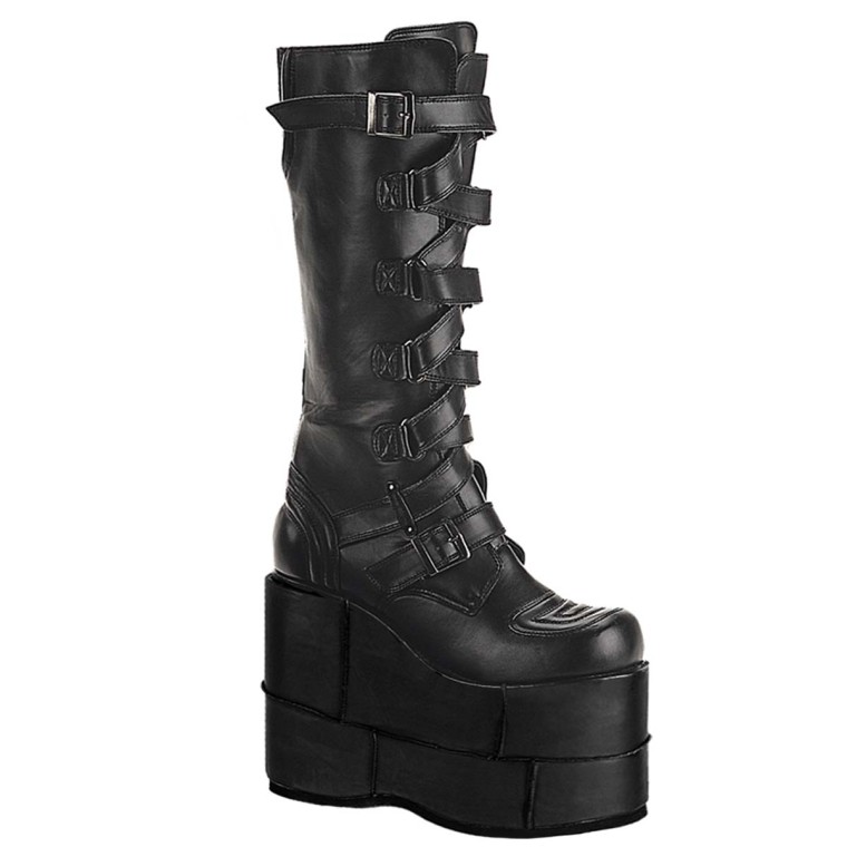 Gothic Platform Boots Black Buckle Strap Punk Boots Demonia Boots