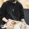 Casual Round Neck Black Sweater Mens Amekaji Solid Knitwear Pullovers Vintage Fashion Designer Luxury Jumper - Black