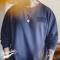 Casual 300g Waffle Long Sleeve T-shirt Mens Amekaji Round Neck Breathable Pullover Sweater - Blue