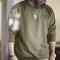 Casual 300g Waffle Long Sleeve T-shirt Mens Amekaji Round Neck Breathable Pullover Sweater - Green