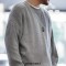 Vintage Sailor Loose Round Neck Drop-Shoulder Sleeve Thermal Amekaji Sweater - Gray