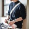Casual Basic Style Mock Neck Sweater Thermal Head Cover Knitted Amekaji Shirt - Blue