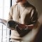 Casual Basic Style Mock Neck Sweater Thermal Head Cover Knitted Amekaji Shirt - Brown